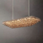 Chiara Lustrous Glass Tiered Rectangular Chandelier 74"