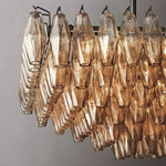 Chiara Lustrous Glass Tiered Rectangular Chandelier 54"