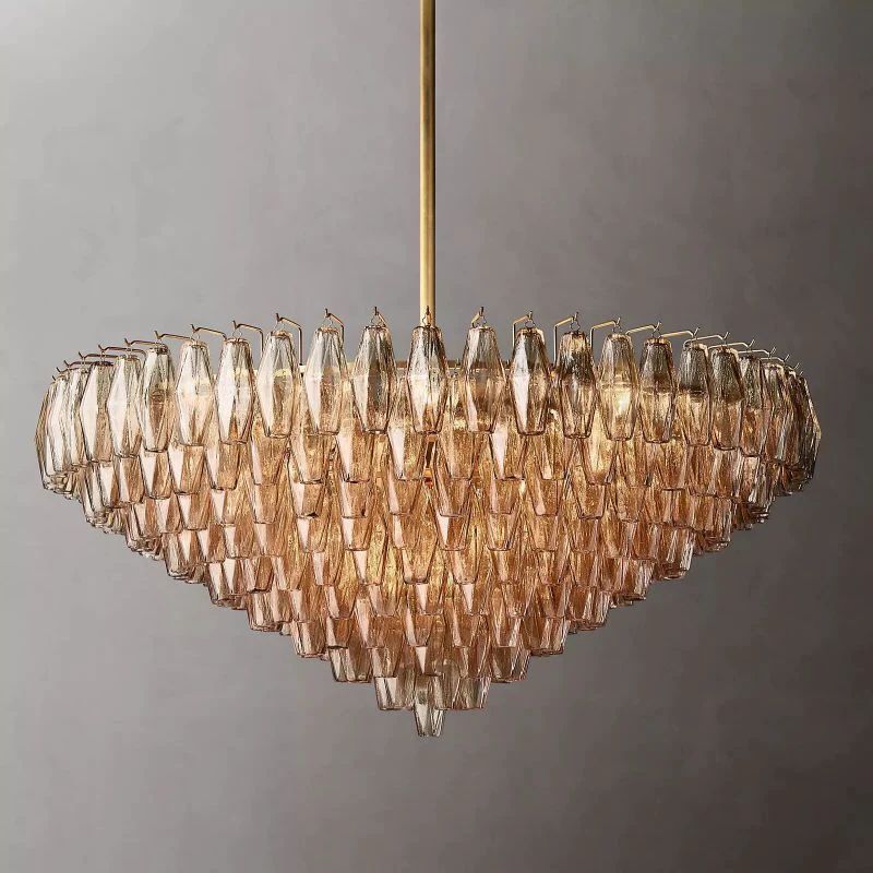 Chiara Lustrous Glass Tiered Round Chandelier 47"