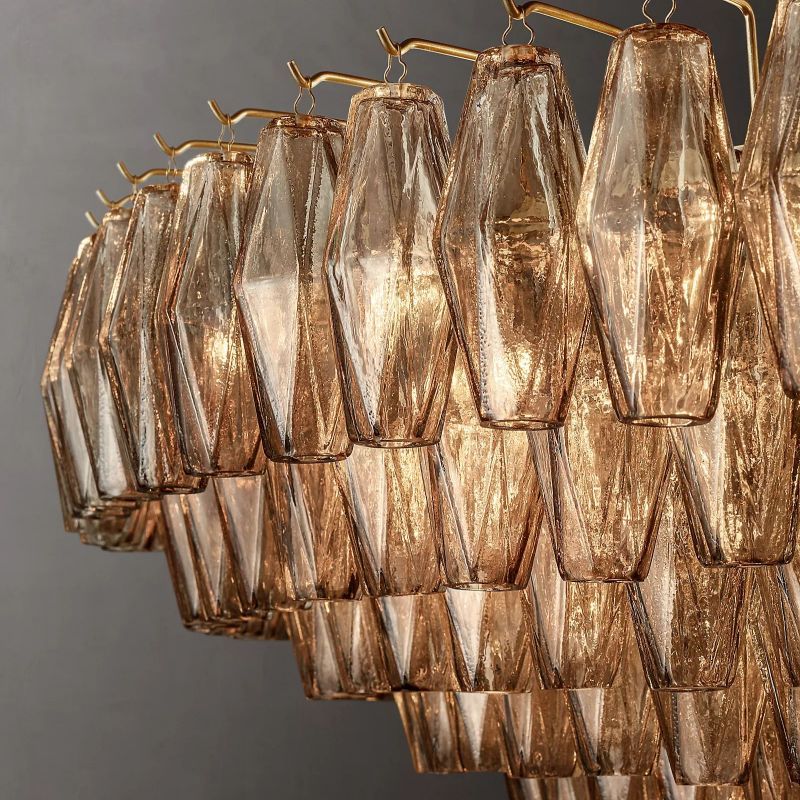 Chiara Lustrous Glass Tiered Round Chandelier 62"
