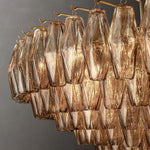Chiara Lustrous Glass Tiered Round Chandelier 62"