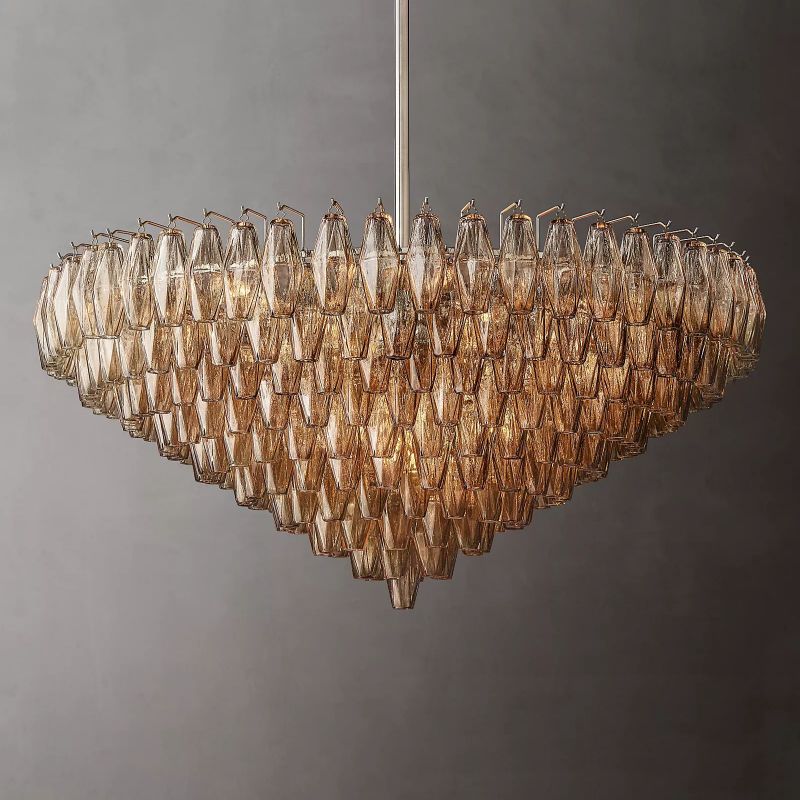 Chiara Lustrous Glass Tiered Round Chandelier 47"