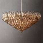 Chiara Lustrous Glass Tiered Round Chandelier 47"