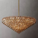 Chiara Lustrous Glass Tiered Round Chandelier 62"