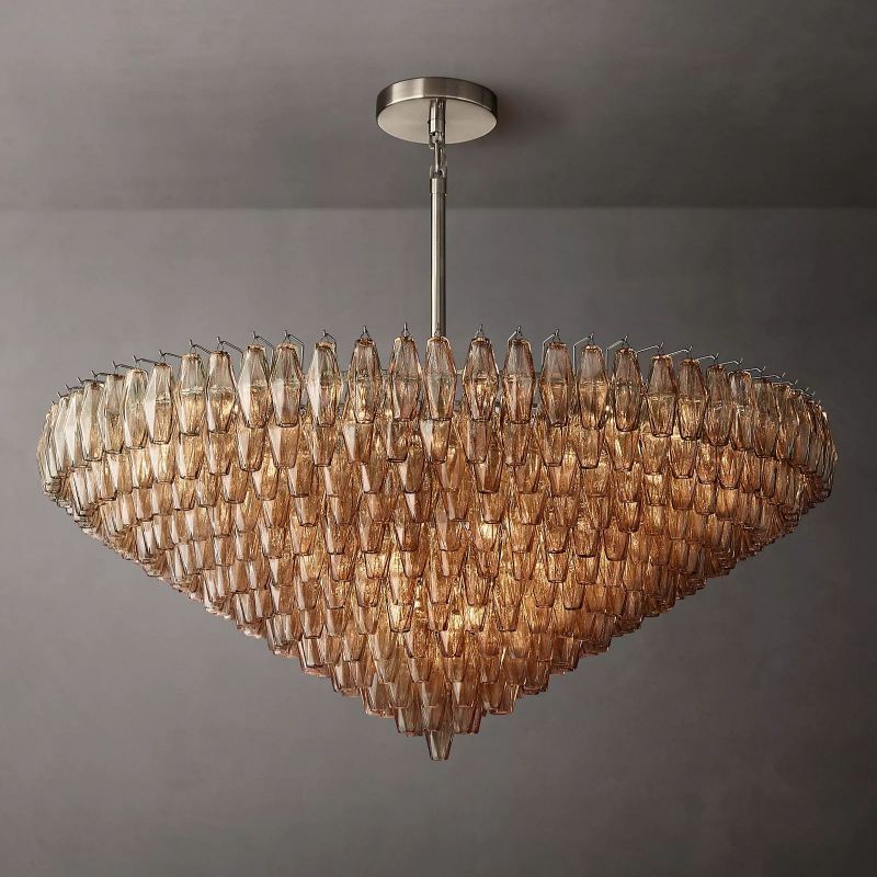 Chiara Lustrous Glass Tiered Round Chandelier 62"