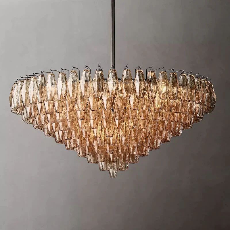 Chiara Lustrous Glass Tiered Round Chandelier 47"