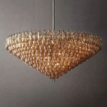 Chiara Lustrous Glass Tiered Round Chandelier 62"
