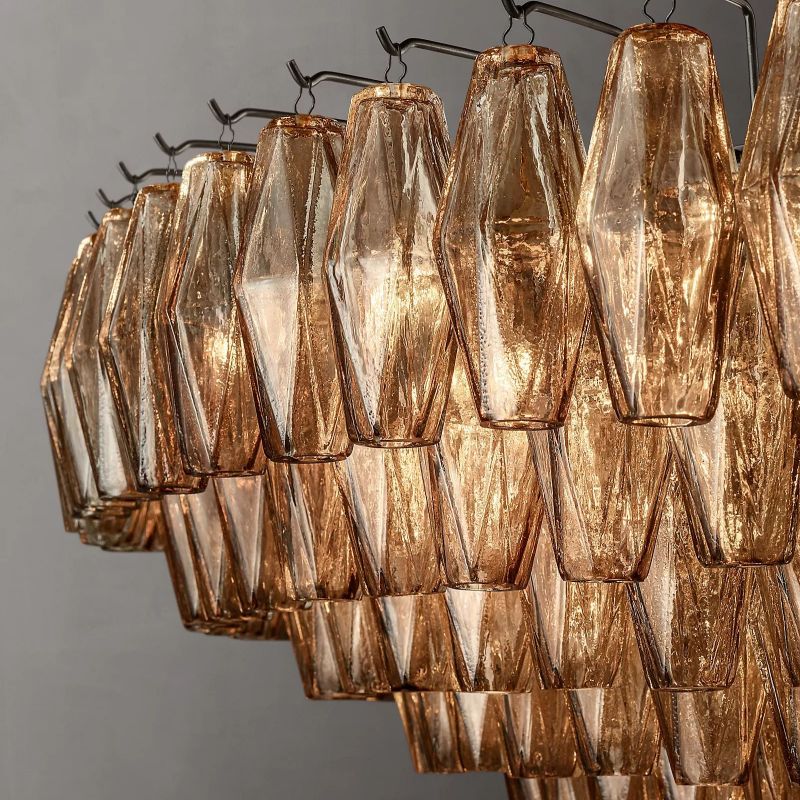 Chiara Lustrous Glass Tiered Round Chandelier 62"