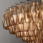 Chiara Lustrous Glass Tiered Round Chandelier 62"