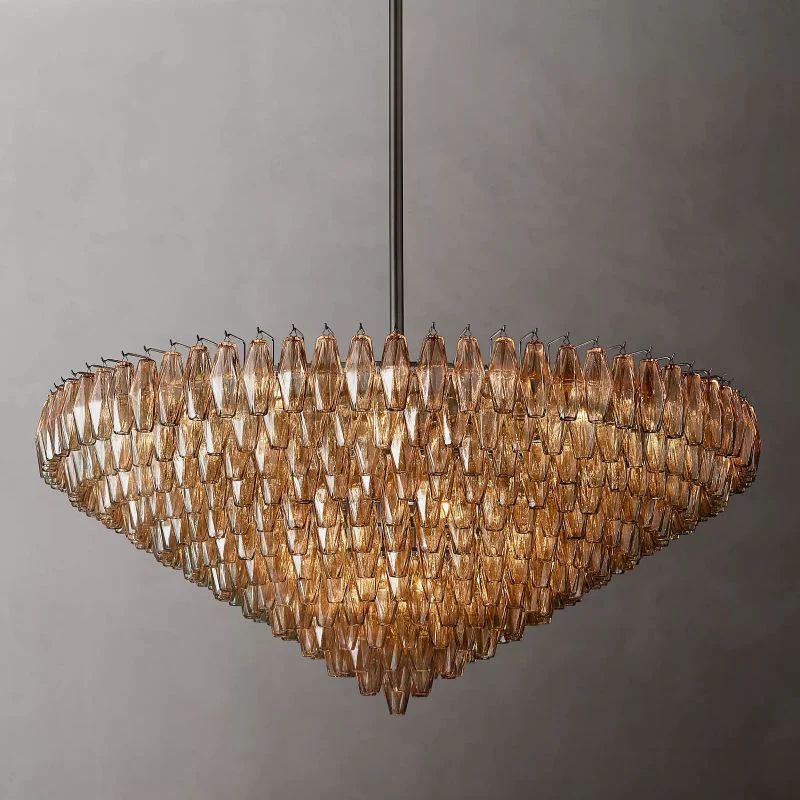 Chiara Lustrous Glass Tiered Round Chandelier 62"