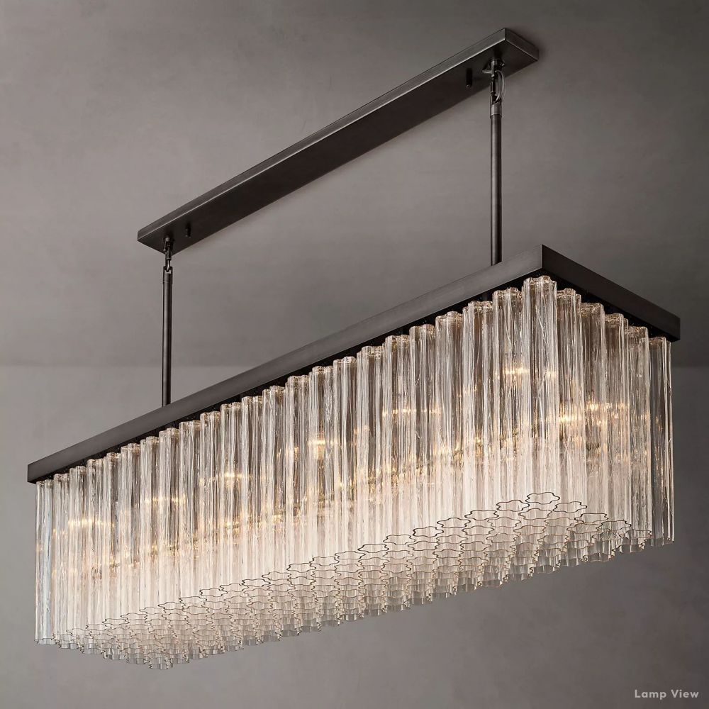 Cielo Ridged Glass Rectangle Chandelier 54"