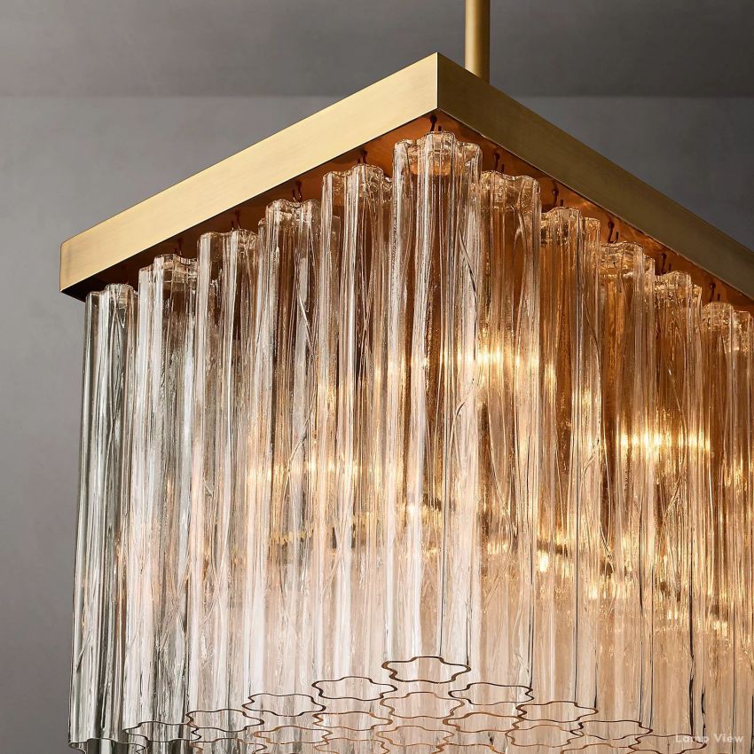 Cielo Ridged Glass Rectangle Chandelier 54"