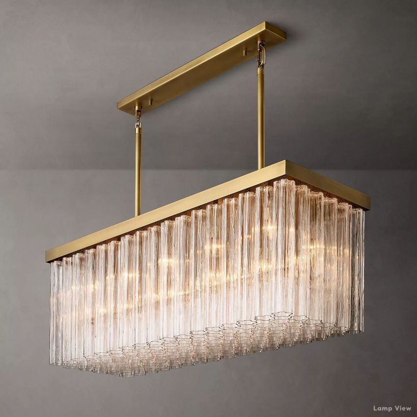 Cielo Ridged Glass Rectangle Chandelier 54"