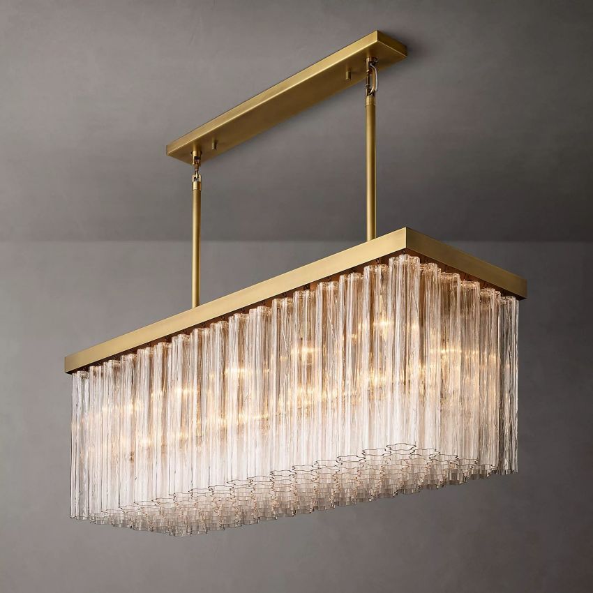 Cielo Ridged Glass Rectangle Chandelier 73"