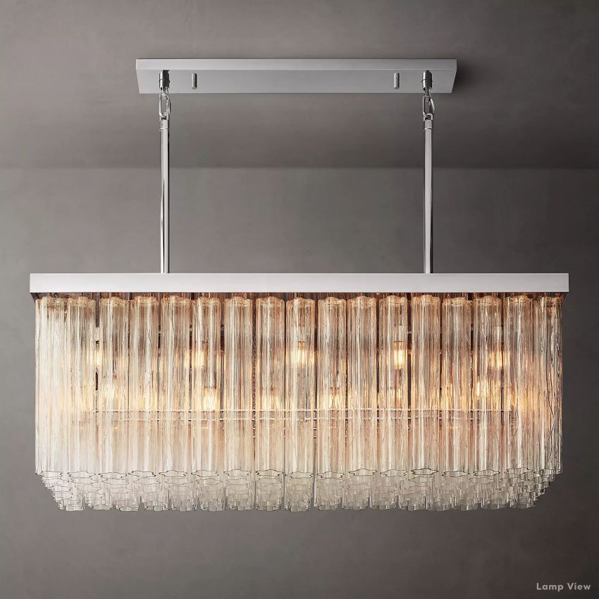 Cielo Ridged Glass Rectangle Chandelier 54"