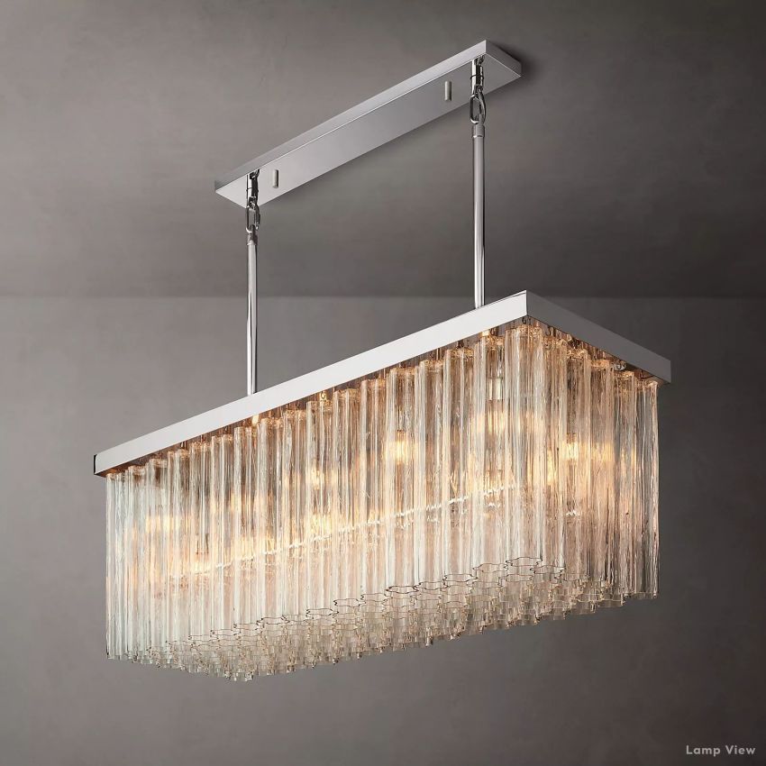 Cielo Ridged Glass Rectangle Chandelier 54"