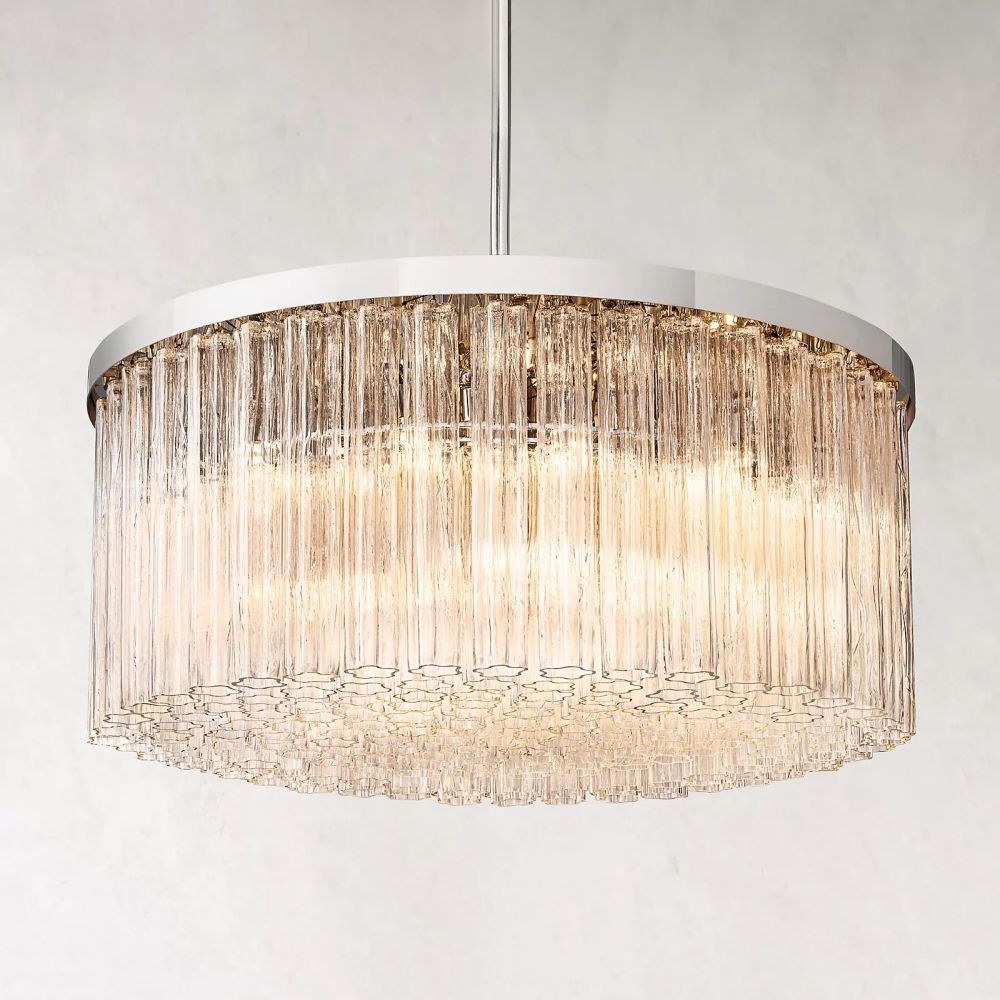Cielo Ridged Glass Round Chandelier 48"