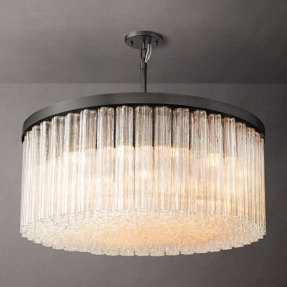 Cielo Ridged Glass Round Chandelier 48"