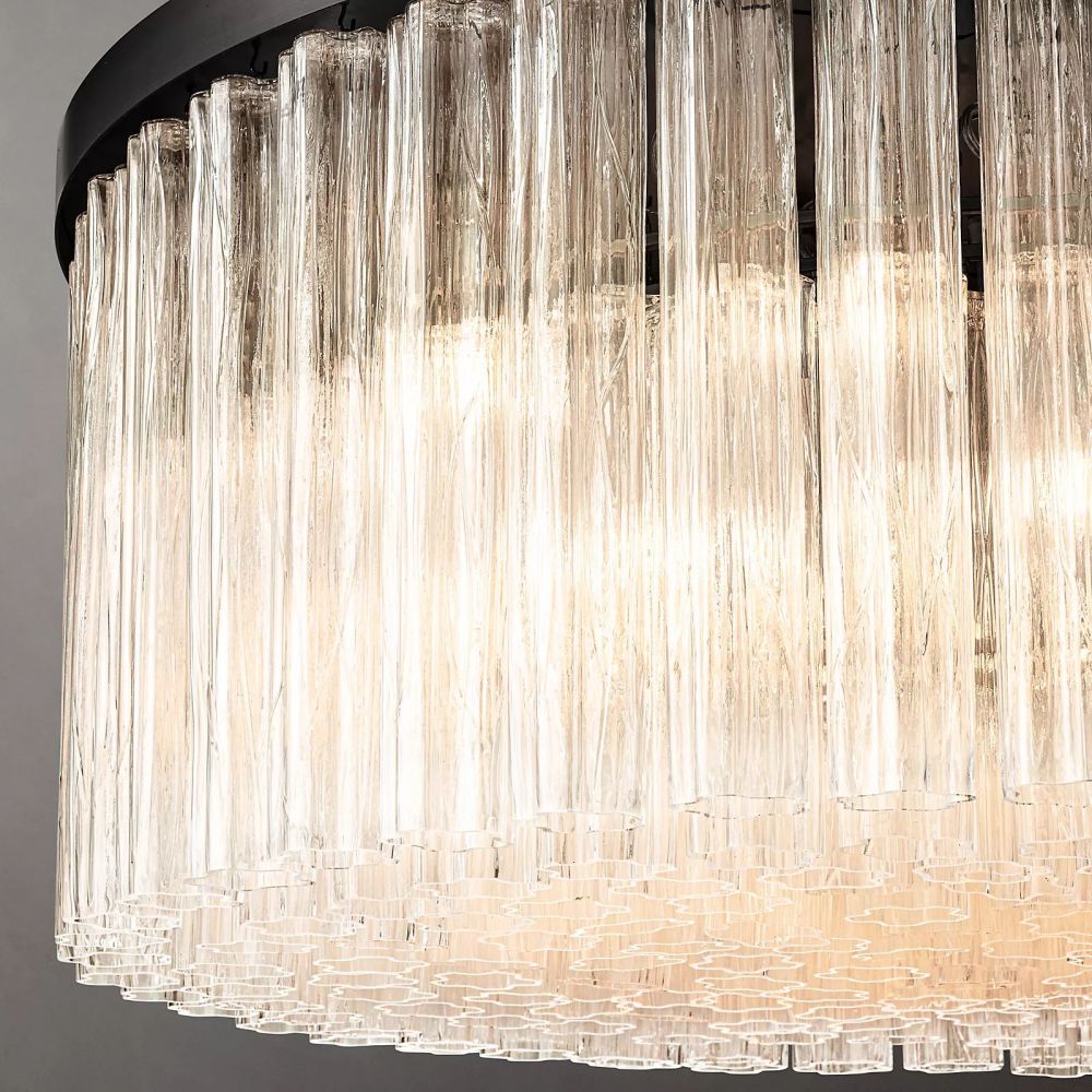Cielo Ridged Glass Round Chandelier 48"