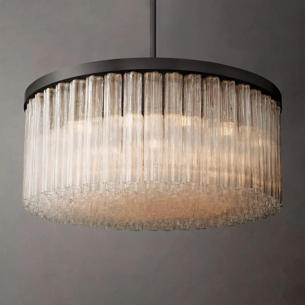 Cielo Ridged Glass Round Chandelier 48"