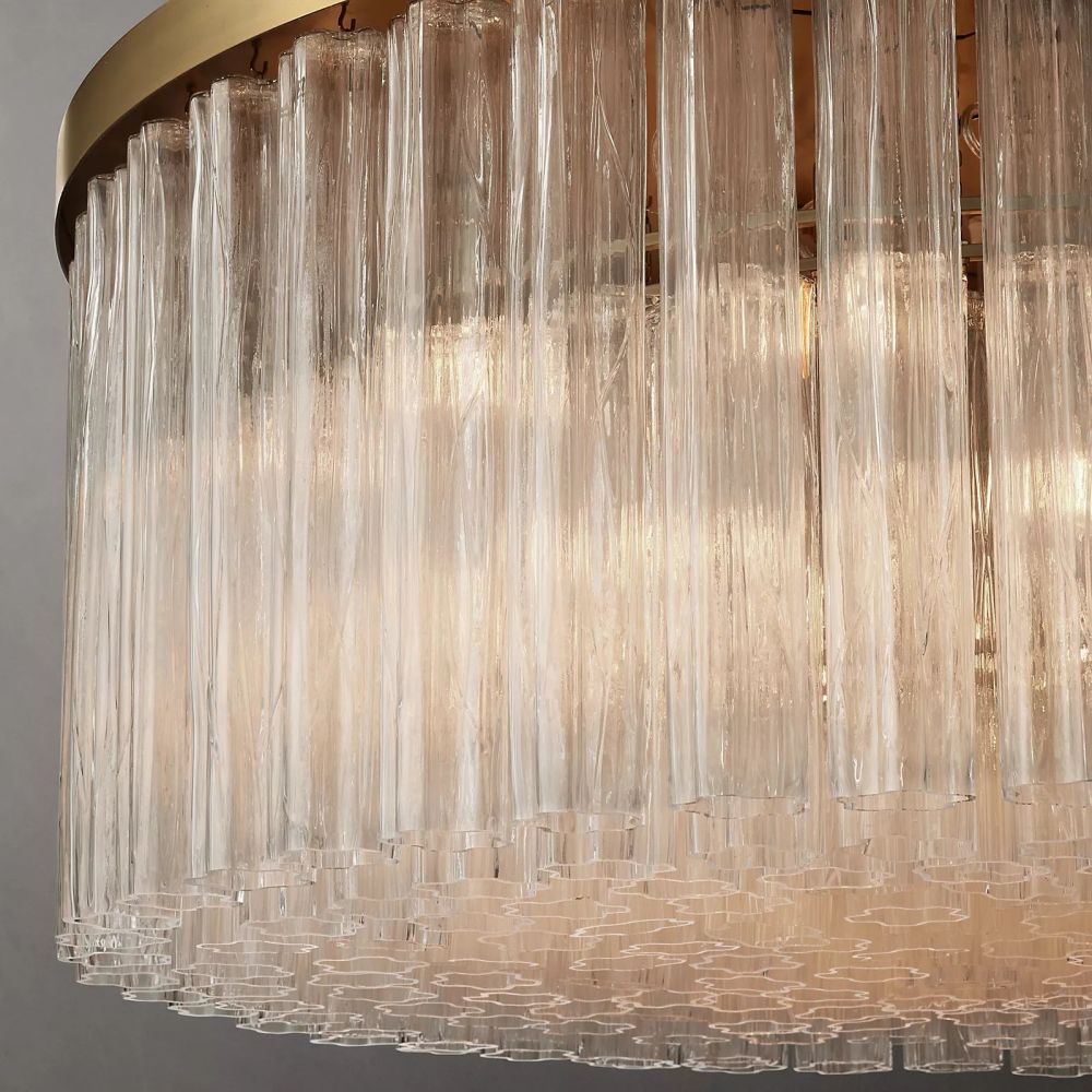 Cielo Ridged Glass Round Chandelier 48"