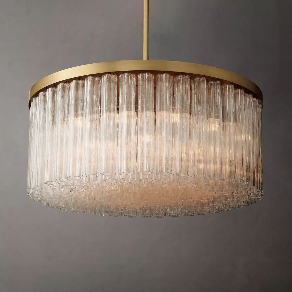 Cielo Ridged Glass Round Chandelier 48"