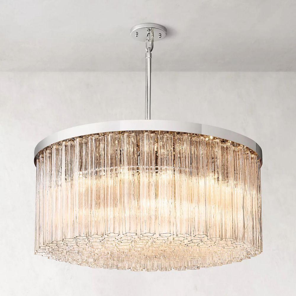 Cielo Ridged Glass Round Chandelier 48"