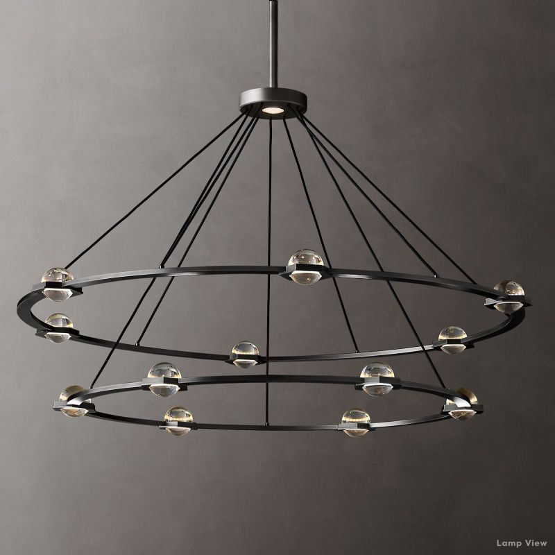Eclatant Inset Crystal Two-Tier Round Chandelier 60"