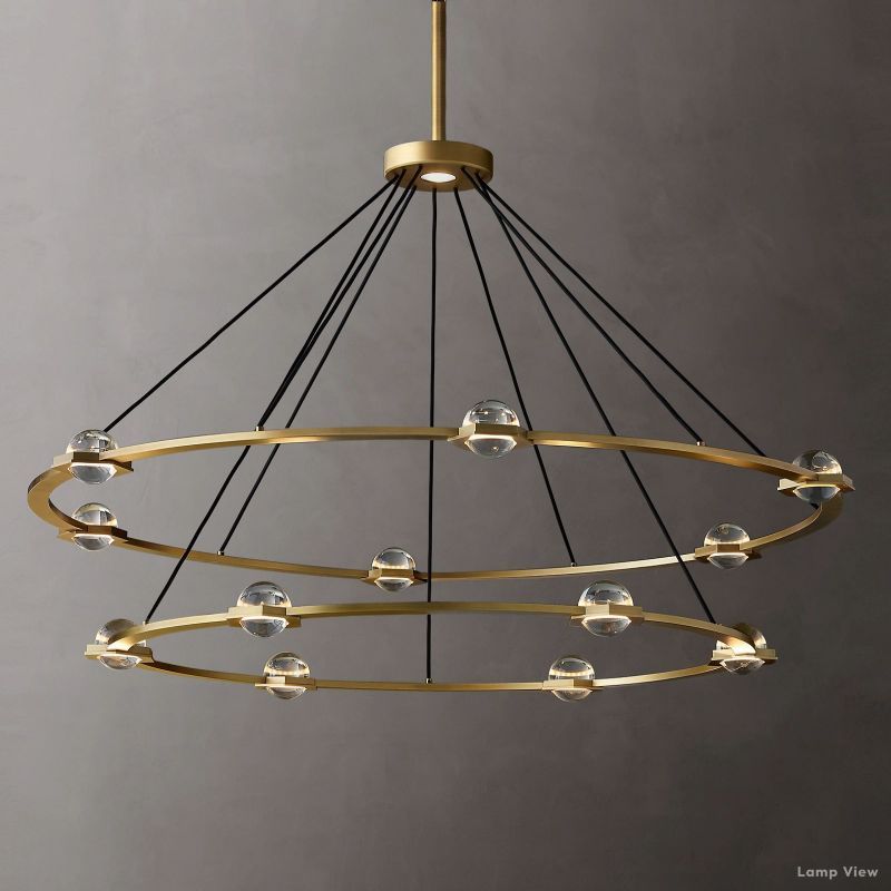 Eclatant Inset Crystal Two-Tier Round Chandelier 60"