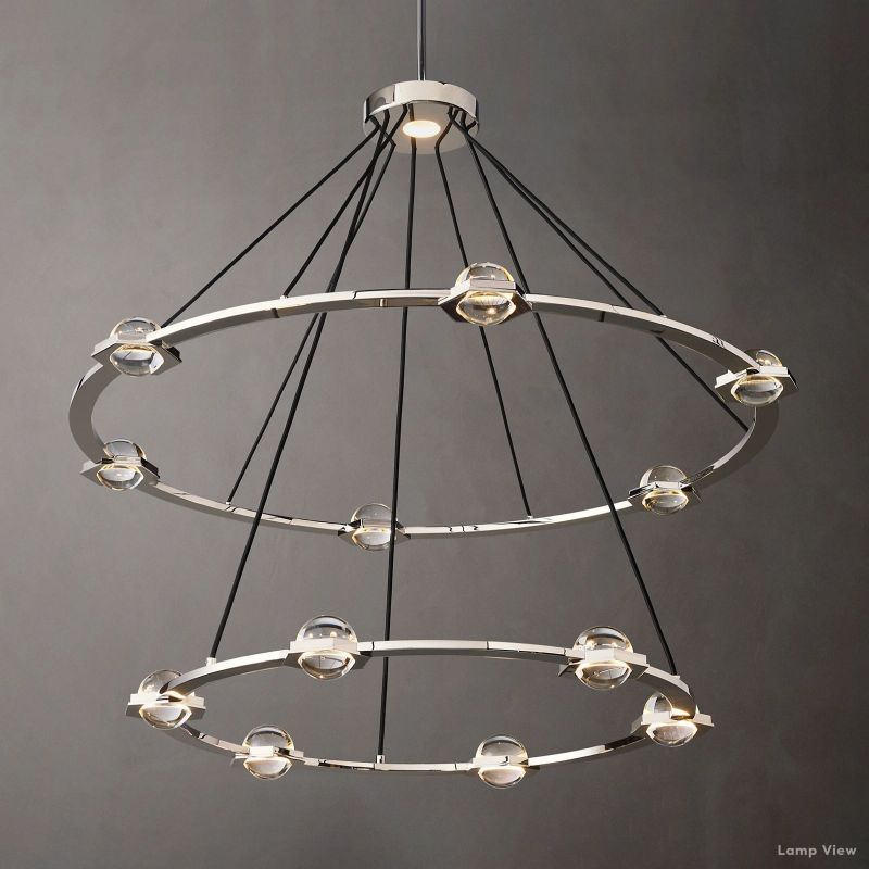 Eclatant Inset Crystal Two-Tier Round Chandelier 60"