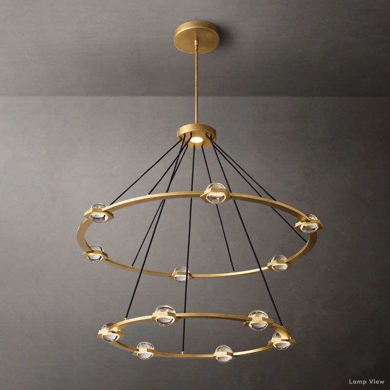 Eclatant Inset Crystal Two-Tier Round Chandelier 48"