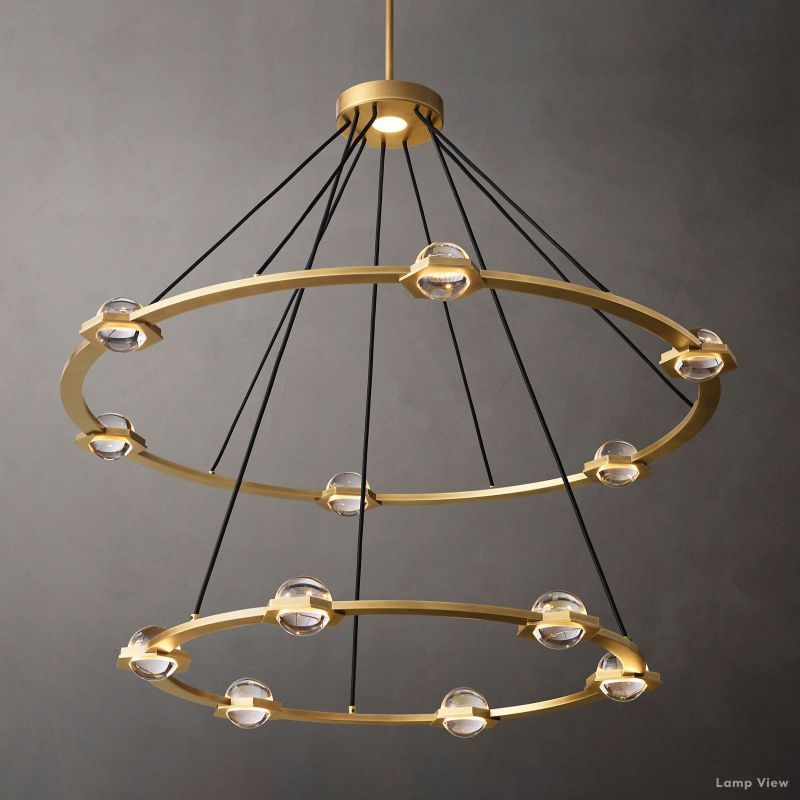 Eclatant Inset Crystal Two-Tier Round Chandelier 48"