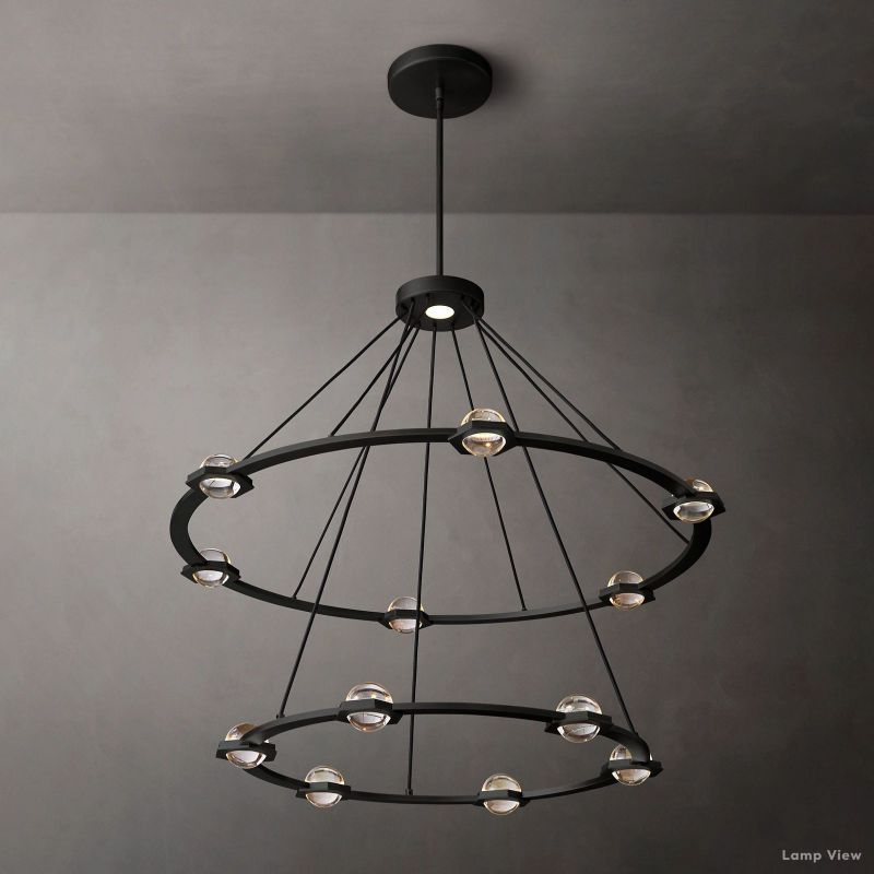 Eclatant Inset Crystal Two-Tier Round Chandelier 48"