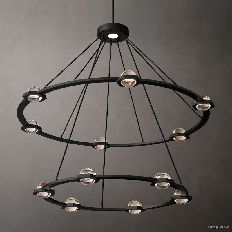 Eclatant Inset Crystal Two-Tier Round Chandelier 48"