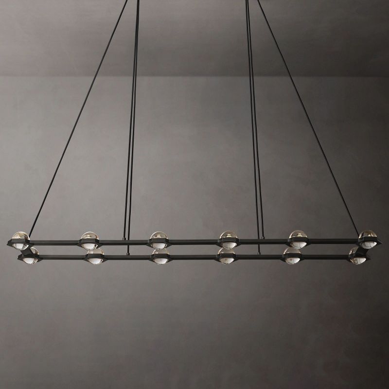 Eclatant Inset Crystal Rectangular Chandelier 72"