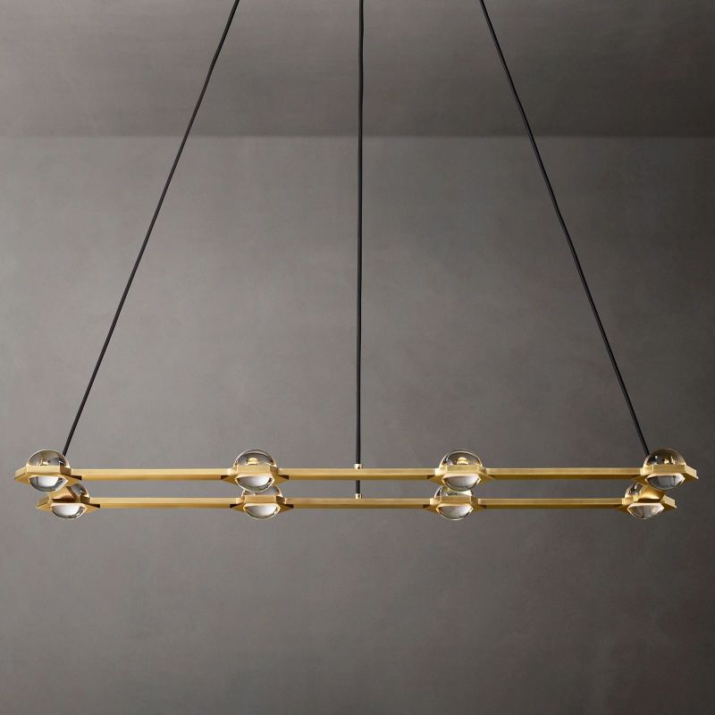 Eclatant Inset Crystal Rectangular Chandelier 54"