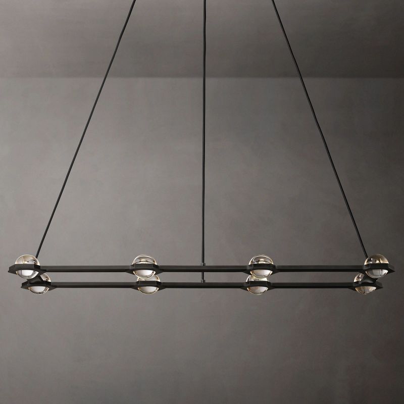 Eclatant Inset Crystal Rectangular Chandelier 54"