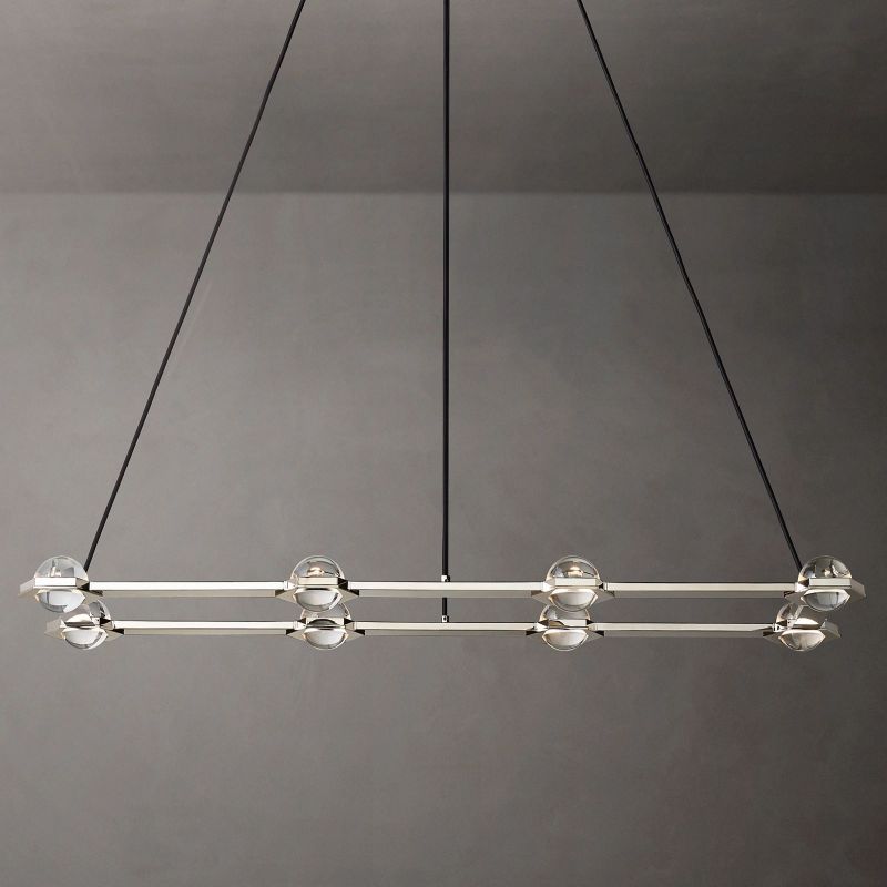 Eclatant Inset Crystal Rectangular Chandelier 54"