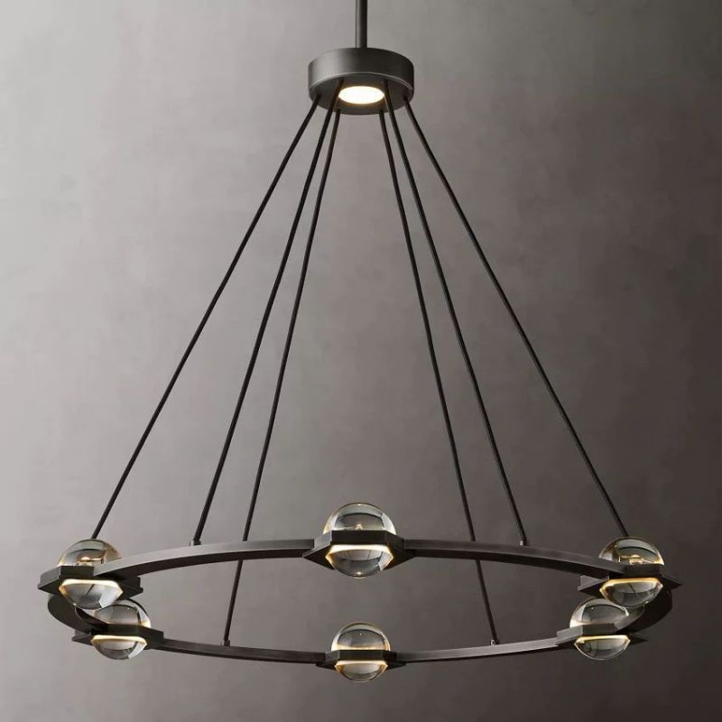 Eclatant Inset Crystal Round Chandelier 36"