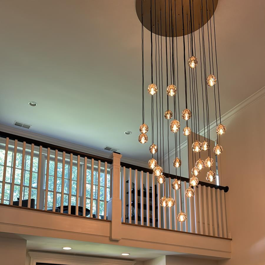 Boule Geometric Cristal Cluster Chandelier 30"