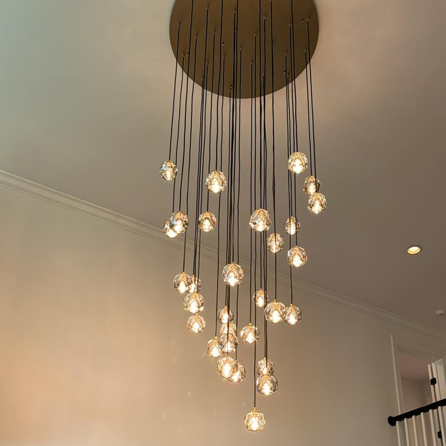 Boule Geometric Cristal Cluster Chandelier 30"