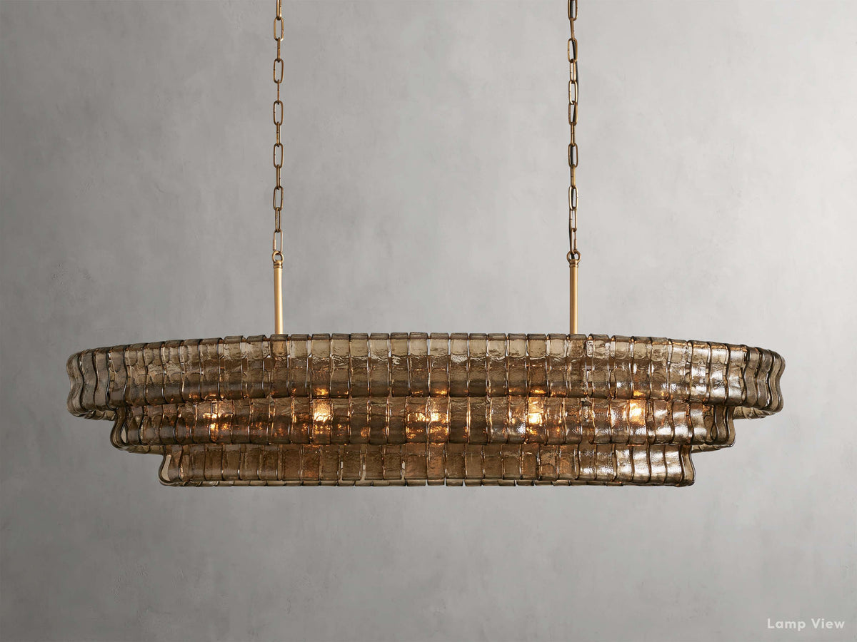 Ghiaccio Layered Glass Oval Chandelier