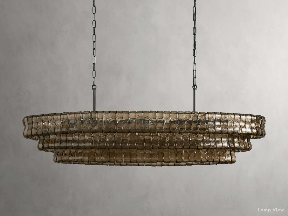 Ghiaccio Layered Glass Oval Chandelier