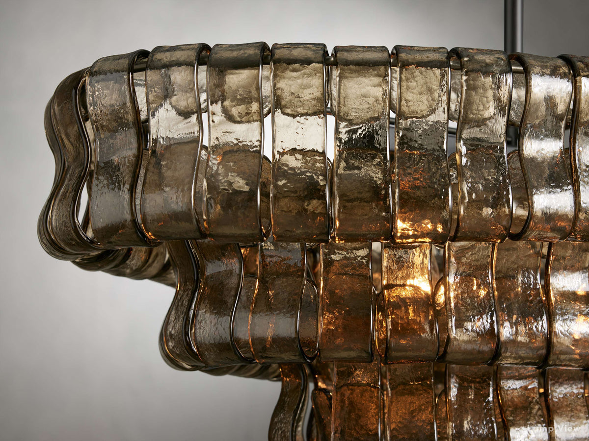 Ghiaccio Layered Glass Oval Chandelier