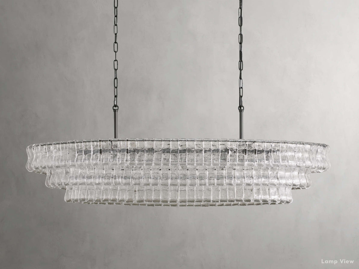 Ghiaccio Layered Glass Oval Chandelier