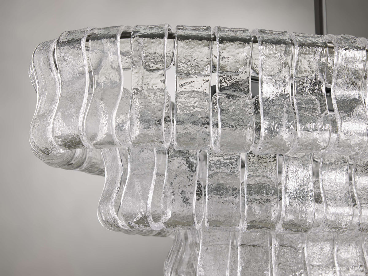 Ghiaccio Layered Glass Oval Chandelier