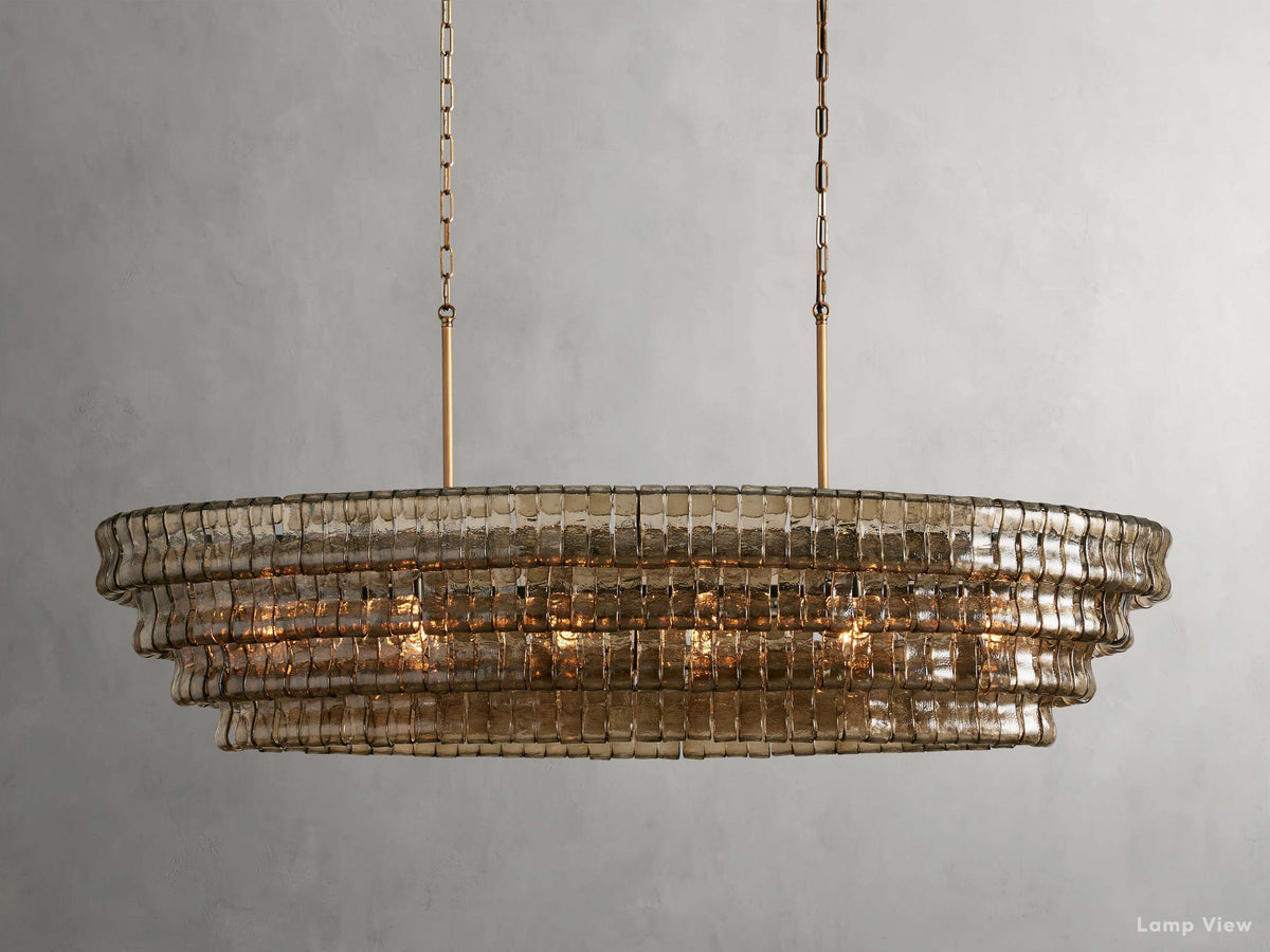 Ghiaccio Layered Glass Oval Chandelier