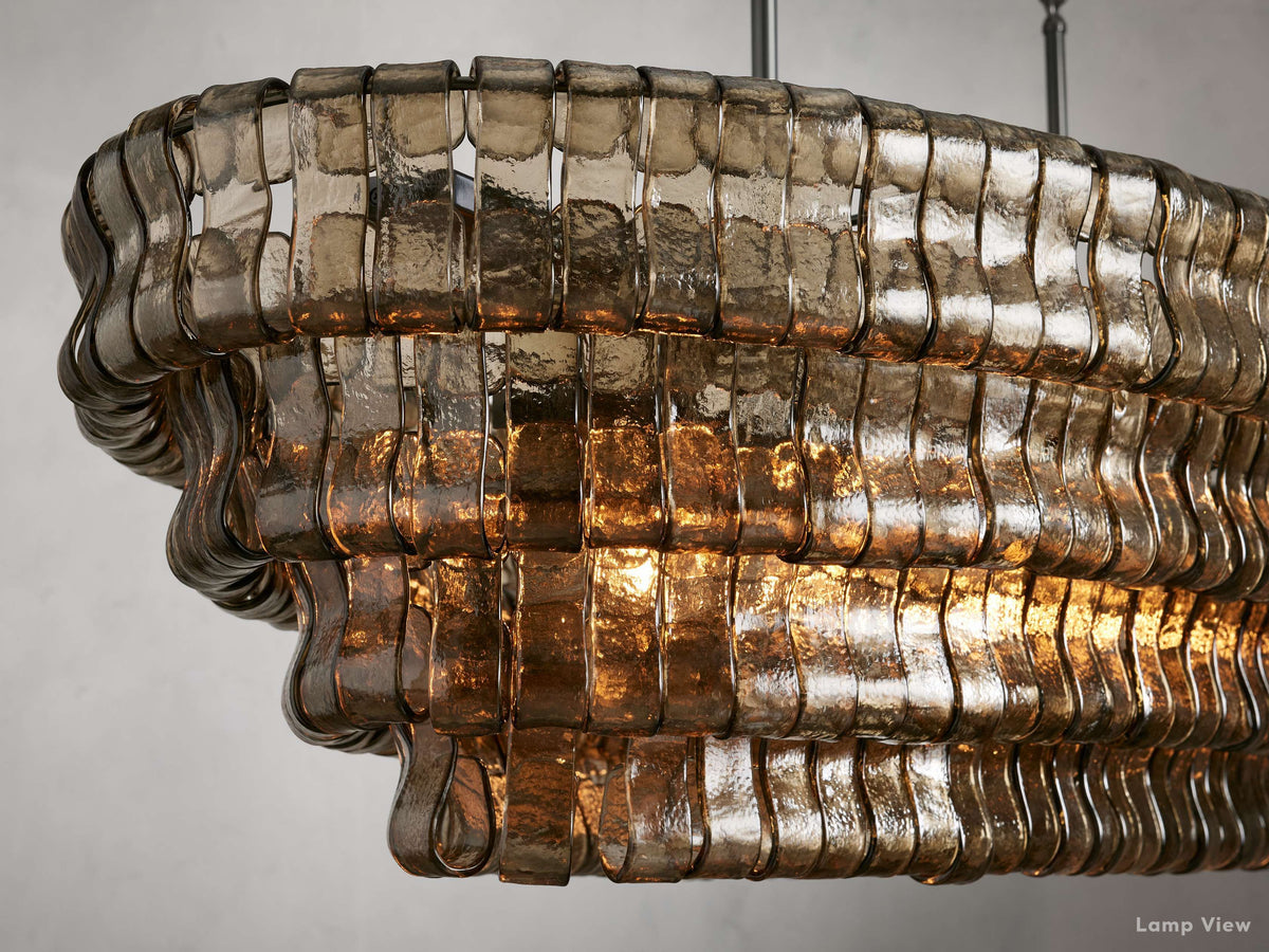 Ghiaccio Layered Glass Oval Chandelier