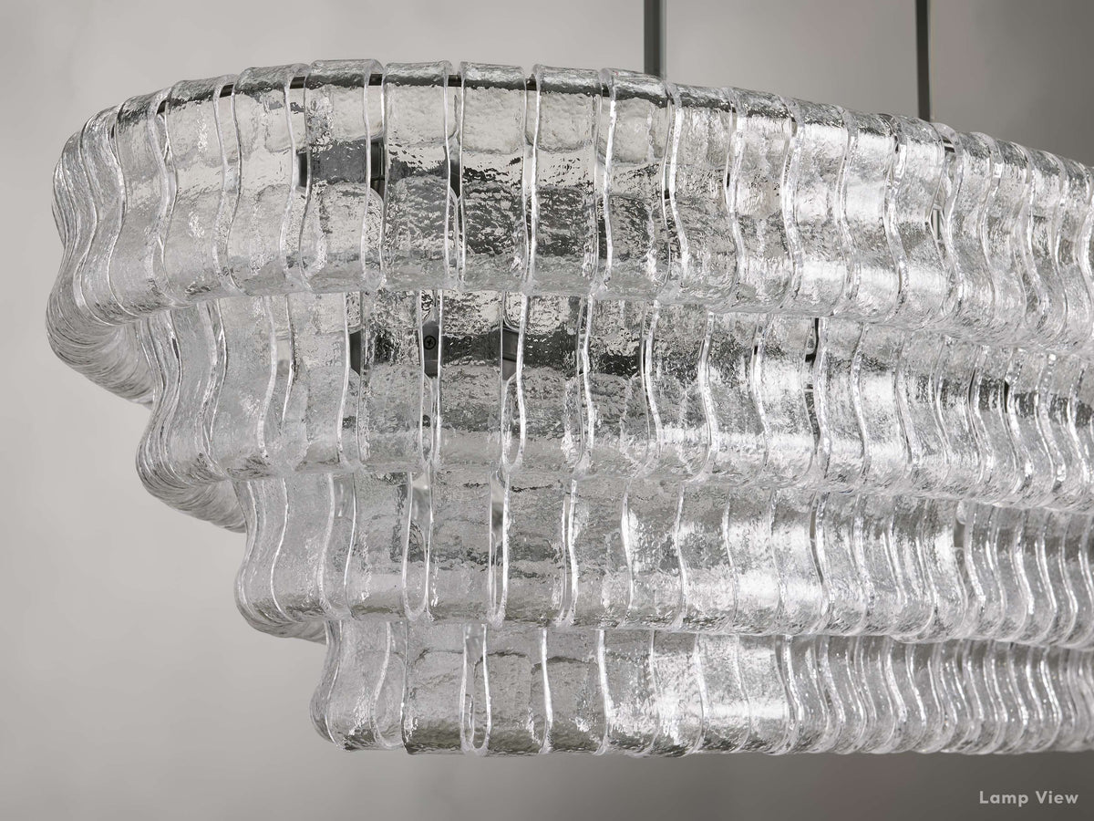 Ghiaccio Layered Glass Oval Chandelier