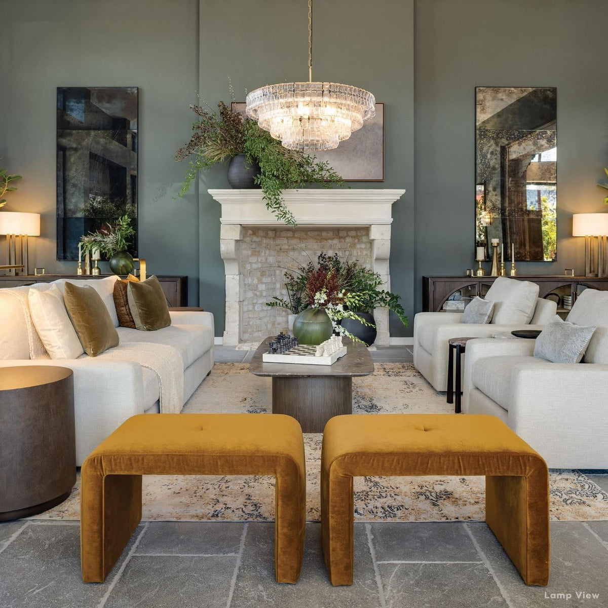 Ghiaccio Layered Glass Round Chandelier